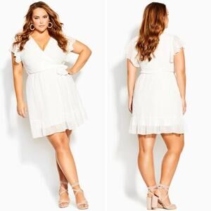 New! City Chic Dobby Tie Dress white‎ women plus size 24